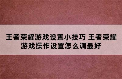 王者荣耀游戏设置小技巧 王者荣耀游戏操作设置怎么调最好